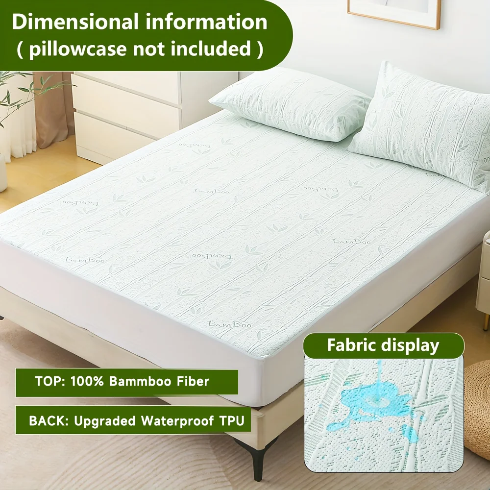 Drap-housse rafraîchissant en Fiber de bambou 1p, housse de protection de matelas respirante avec poche profonde pour l'été