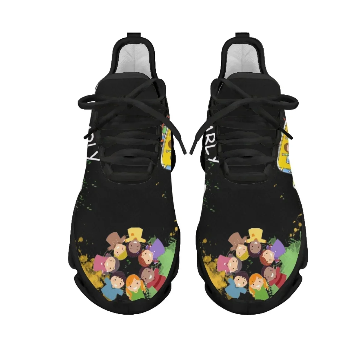 Childrenhood School Bus Printed Casual Flat Shoes Non-slip Outdoor Breathable Sneakers Shock Absorbing Casual Shoes Gift Zapatos