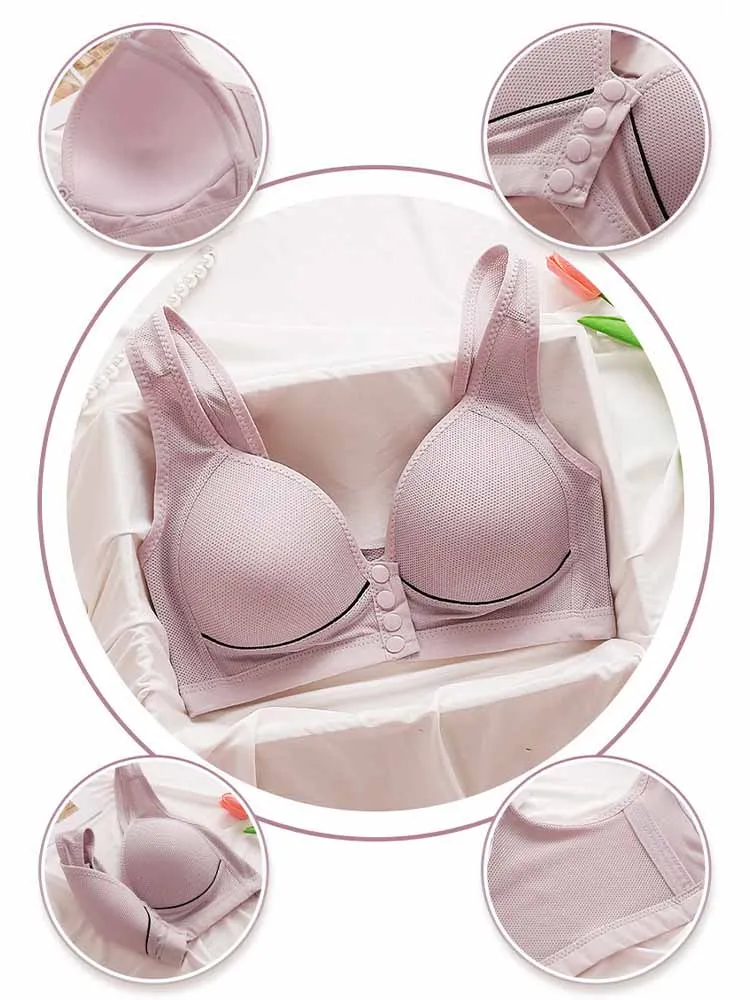 Front Open Maternity Nursing Bra Plus Size Mother Pregnant Women Underwear Cotton Breast Feeding Bras Wire Free Pregnancy Clothe 3