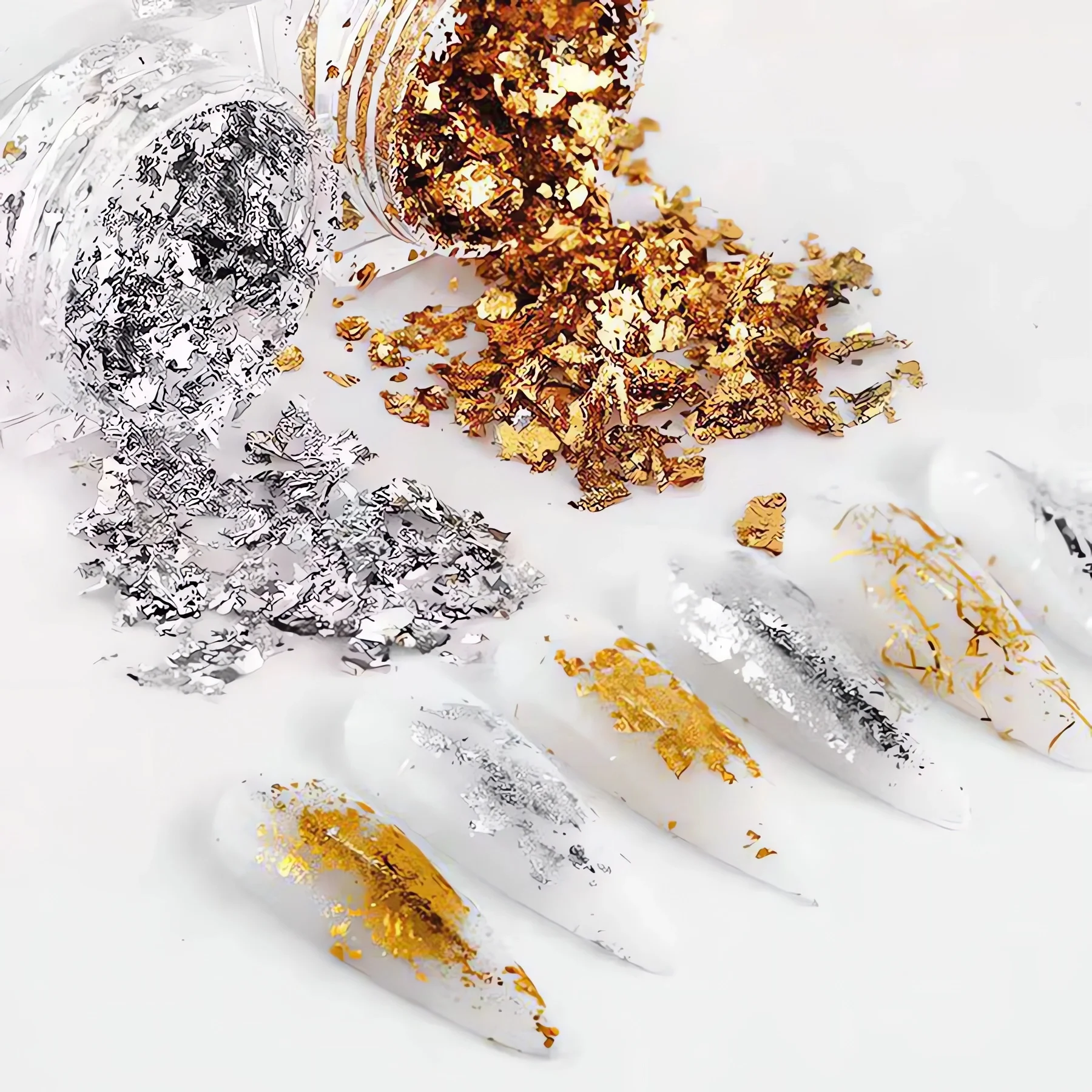Gold Silver Bronze Foil Paper Irregular Aluminum Sticker Flakes Glitter Handmade Epoxy Resin Decor Candle Making Supplies