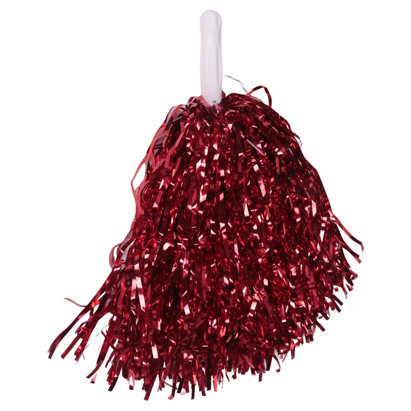 AA79 New 24Pcs Cheerleading Pom Poms Metallic Foil Cheer Pom Poms With Plastic Handle For Adults Kids Cheerleaders Party