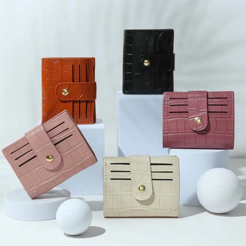 Trendy Female Short Wallet PU Material Handbag Crocodile Print Minimalist