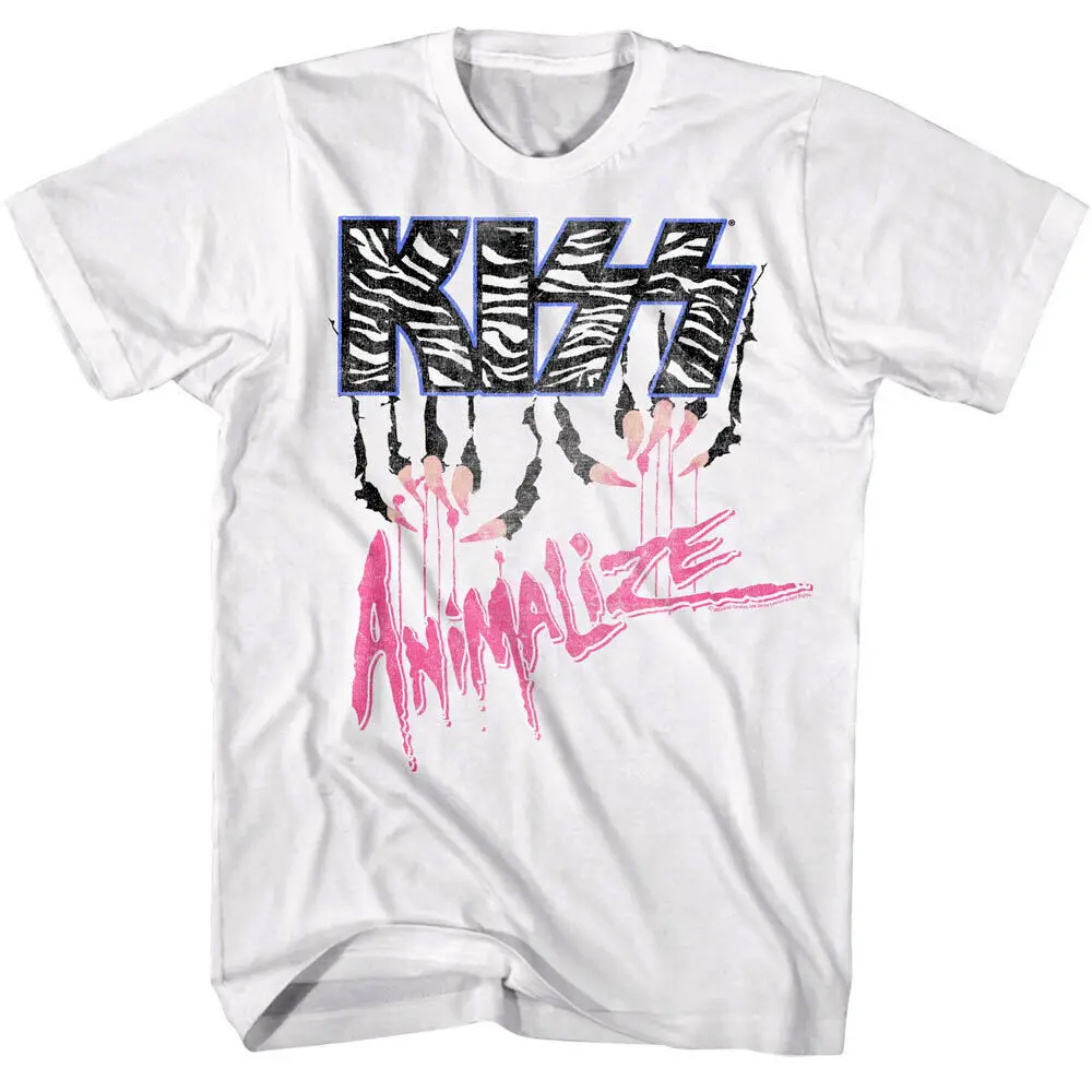 Kiss Animalize Pink Claws Maglietta Da Uomo Glam Metal Band Album Concert Tour Merch