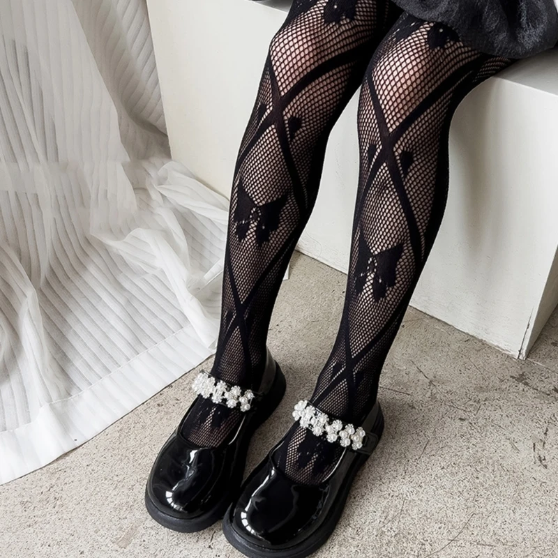 Spring Summer Thin Tights Leggings Socks Hollowed Breathable Mesh Lace Pantyhose Princess Long Socks for Kids Girls Baby