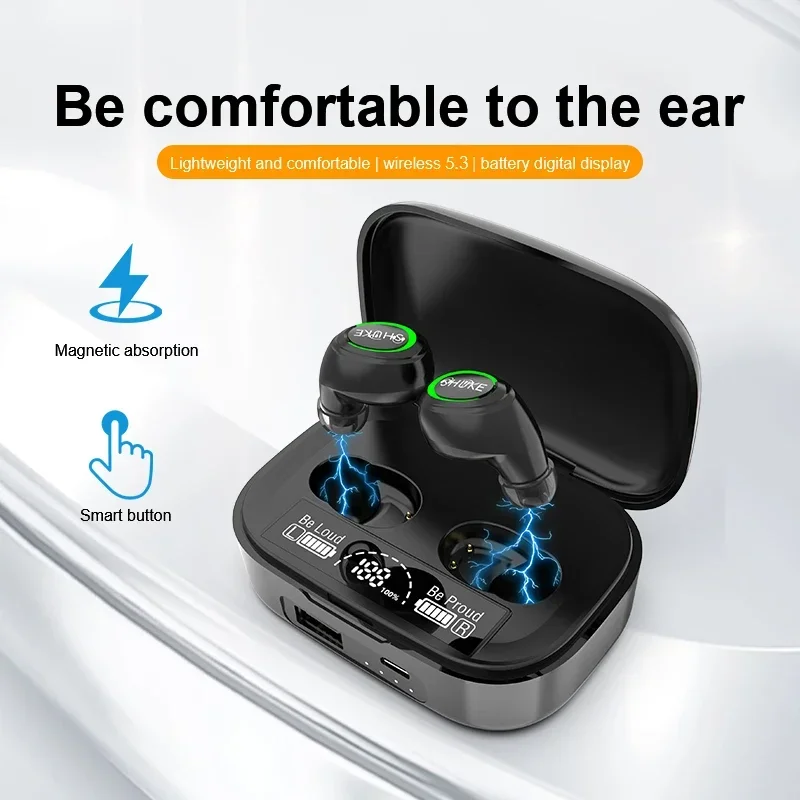 

With Mic Waterproof Headsets HiFi Music Headphones Noise Reduction Earbuds Earphones10 Hours Play time TWS Wireless Bluetooth