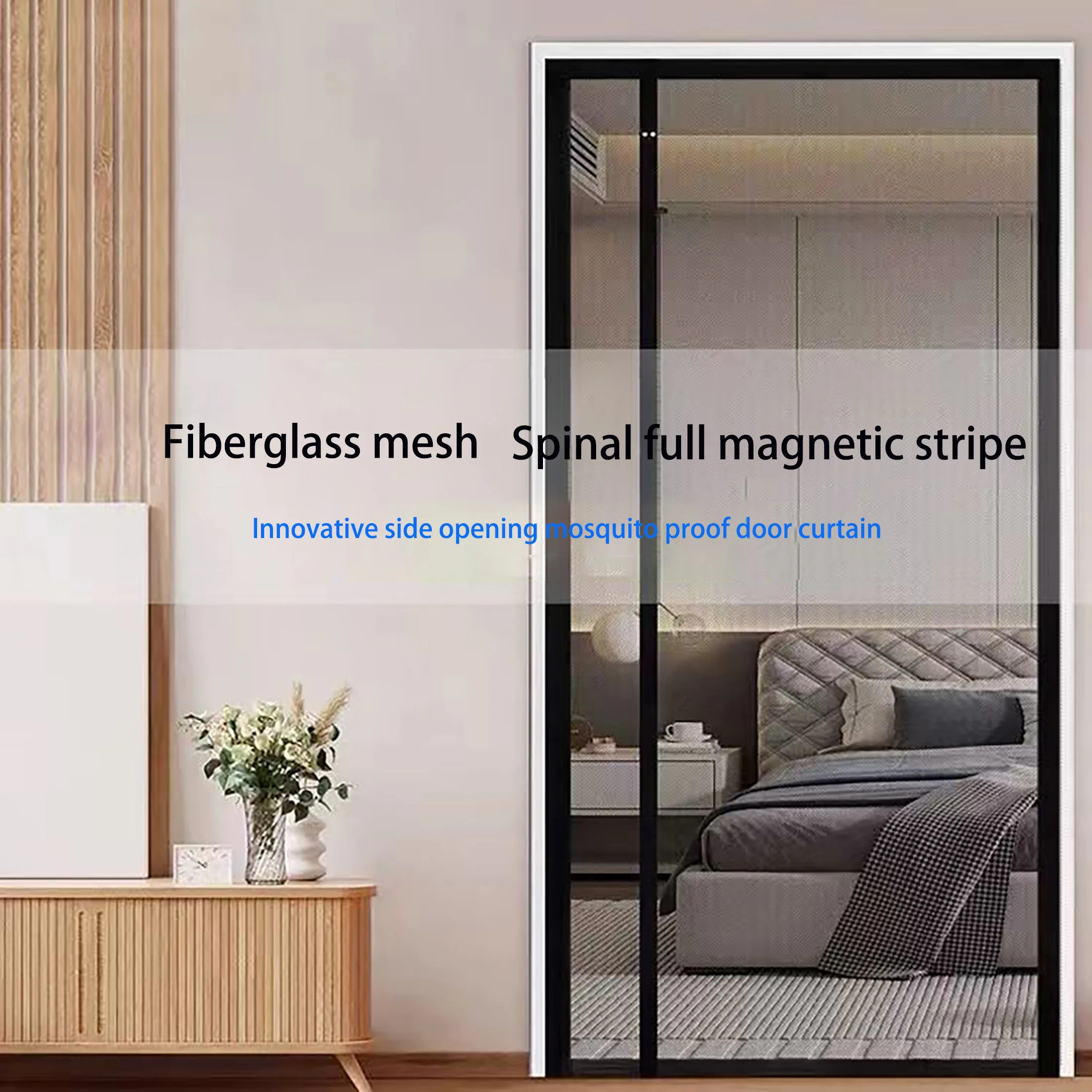 Side opening magnetic door curtain screen door non perforated mosquito proof invisible door curtain customizable Magnetic Door Curtain