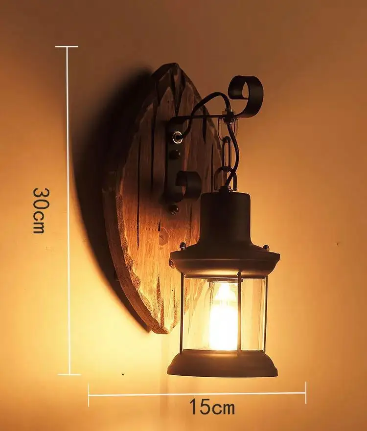 wall mounted lights Retro Classic Wall Lamp Wooden  Led Dining Bar Decoration Wall Light Bedroom Cafe Restaurant Wall Sconce Lamp Edison light Bulb glass wall lights Wall Lamps