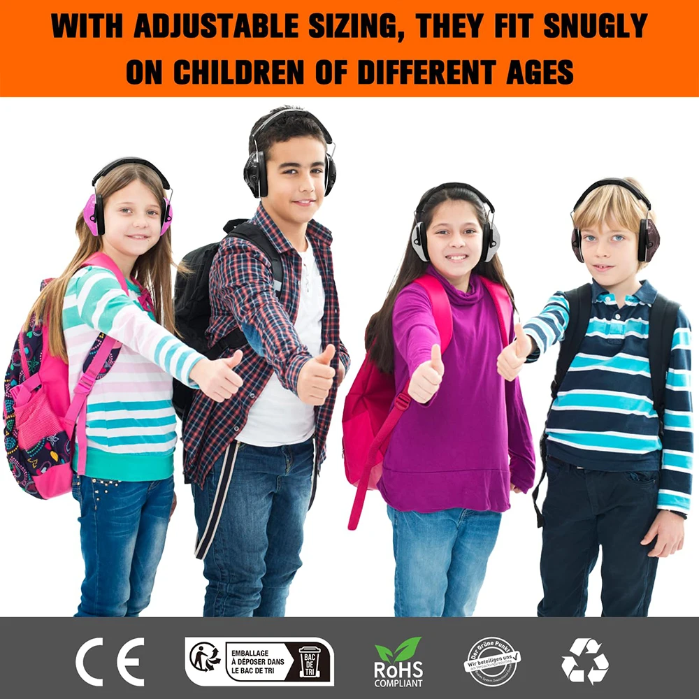 ZOHAN Kids Ear Protection Hearing Safety Noise Reduction Adjustable Earmuffs For Children Autism Hearing Sensory Issues NRR 25dB