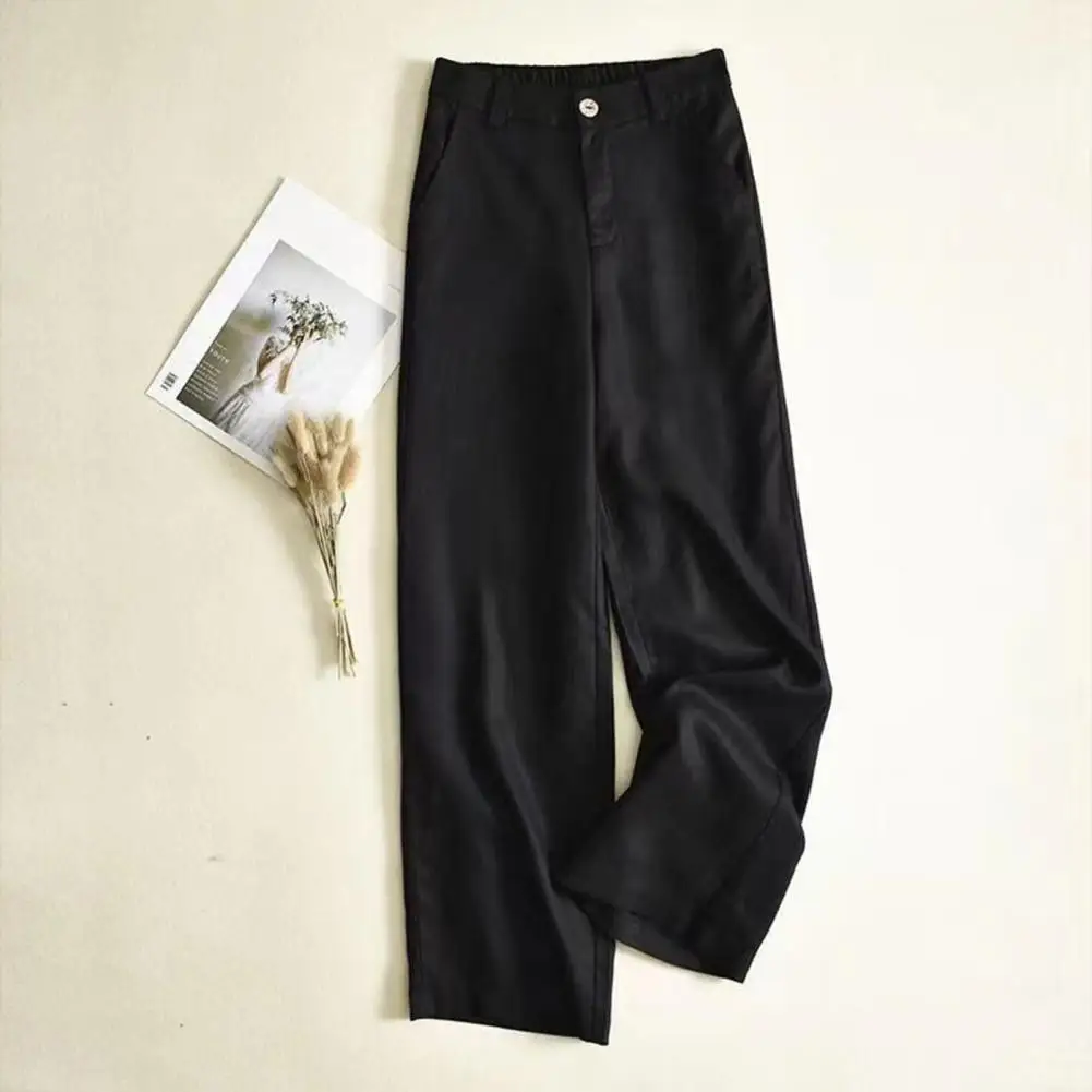 

Women Wide-leg Pants Elegant Wide Leg Draped Trousers for Women Stylish High Waist Pants with Pockets Zipper Button Fly Loose