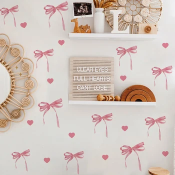 1PC adesivo da parete fai da te creativo fiocco rosa amore adesivo gratuito adesivo per guardaroba adesivo da parete per camera da letto cuore ragazza