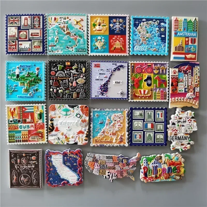 World Tourism Fridge Magnets Japan USA Australia Philippines Holland Spain Netherlands Sweden Malaysia Refrigerator Stickers