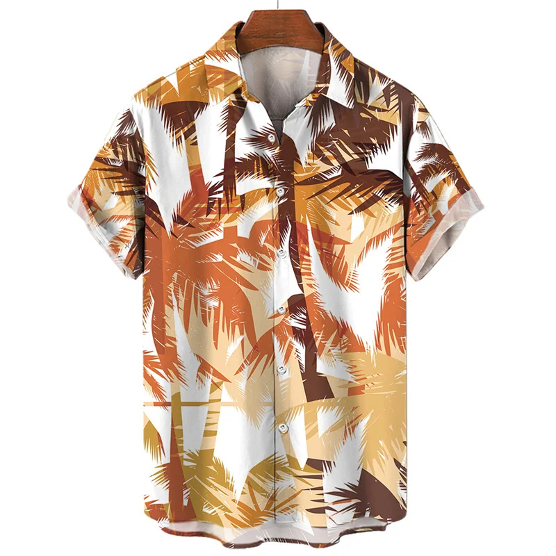 

3d Print Coconut Tree Tropical Shirt Men's Casual Short Sleeve Luxury Hawaiian Lapel Shirts Summer Vacation Floral Clothes