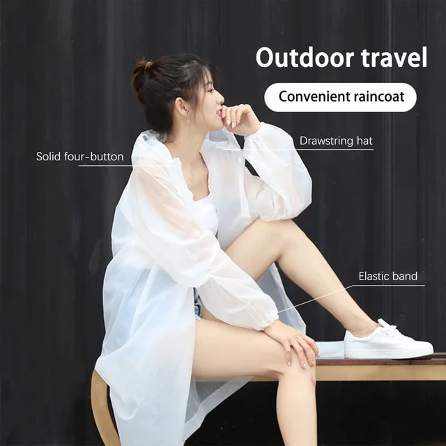 Esőkabát Női Férfiak Áthatolhatatlan Vastagított Vízálló Turizmus Kültéri Túrázás Eső Poncsó Kapucnis - Image 3