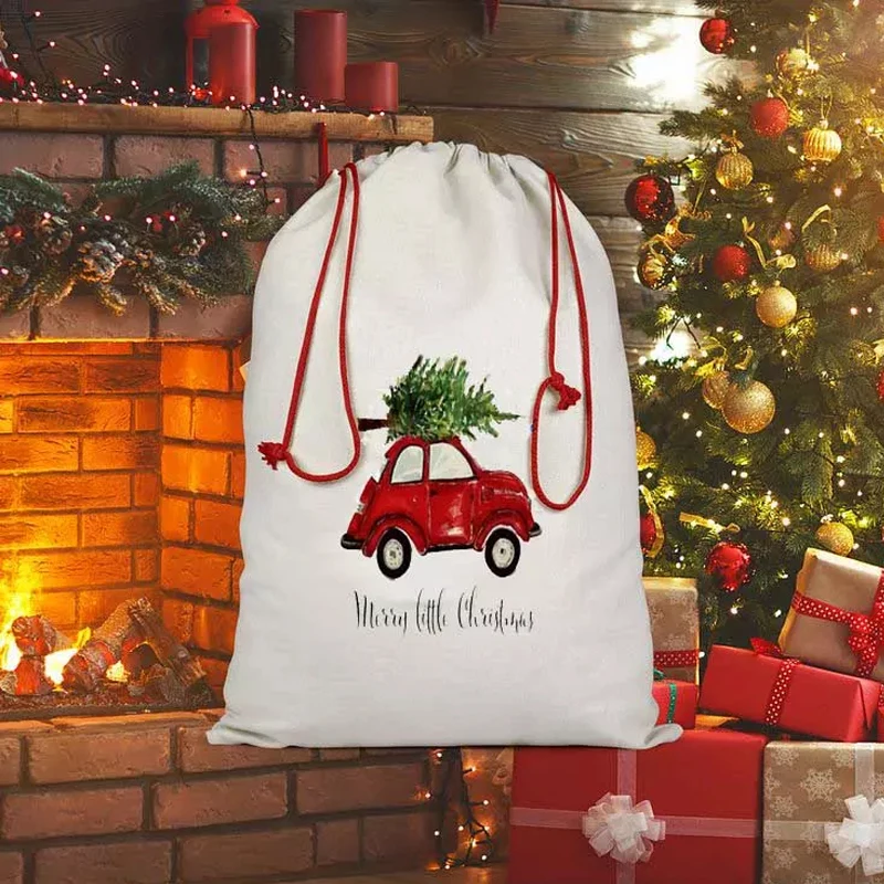 10pcs/Lot 50cm x 68cm Linen Blank Santa Sacks Bag Personalized Christmas Gift Bag Festive Party Supplies Factory