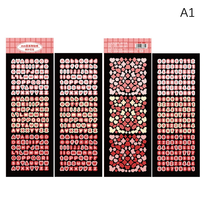 16 Fogli Adesivi Lettere E Numeri Colorati – 8 Colori Per Scrapbooking