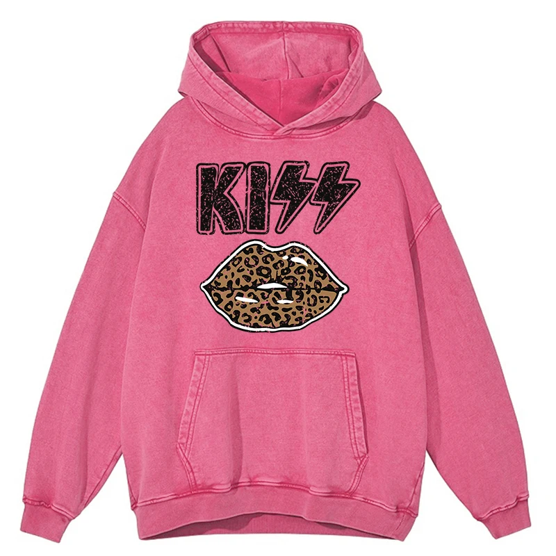 thumbnail image 1 of Sudadera con capucha para hombre, diseño de labios, estampado de leopardo, lavado desgastado retro, sudadera holgada de hip hop, ropa de calle 100 % algodón, 1 of 4