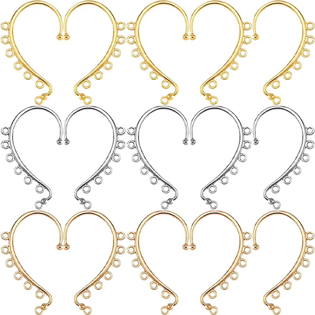

15 Pcs Six-hole Earhook Women Presents Earring DIY Making Accessories Supplies Giftsetfor Handmade Hooks Alloy Jewelry Findings