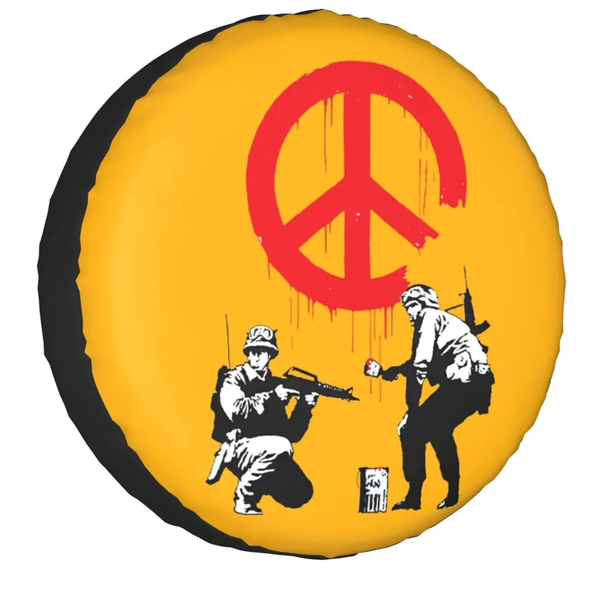 

Banksy Soldiers Spare Tire Cover Street Graffiti Artist For Jeep Trailer Car Wheel Protectors Accessories 14" 15" 16" 17" Inch