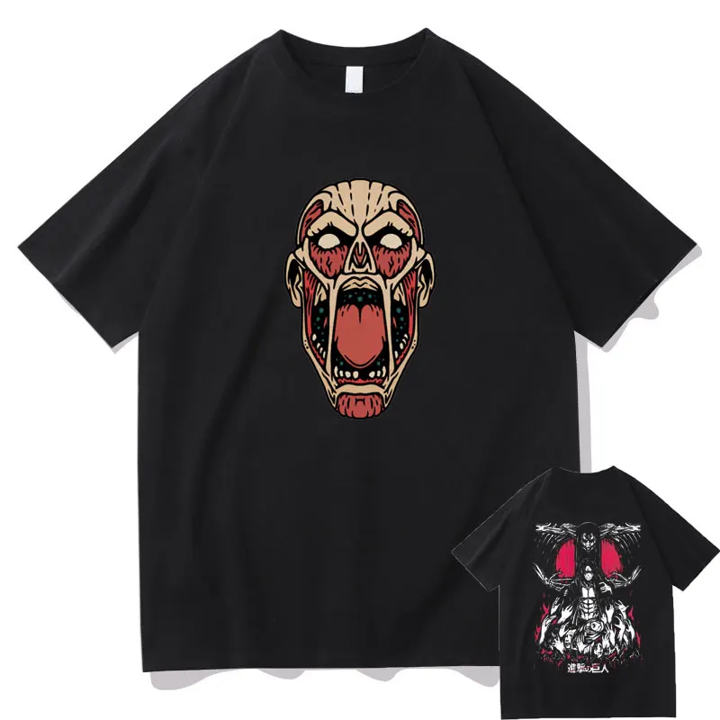 

90s Vintage Anime Attack on Titan Graphic Tshirt Men Shingeki No Kyojin Eren Yeager Print T Shirt Men's Manga Oversized T-shirts