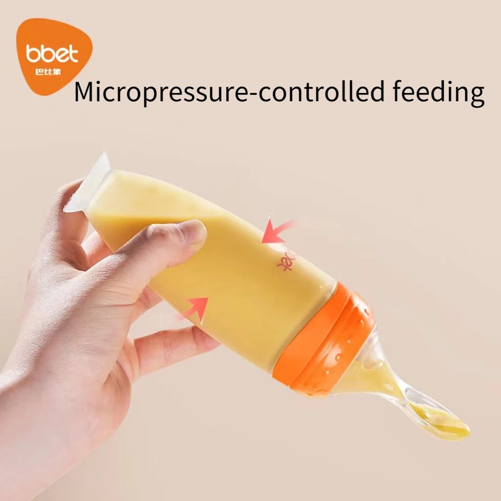 M-KEY 120ml Silicone Baby Food Squeeze Bottle Spoon Feeder Baby Food  Supplement