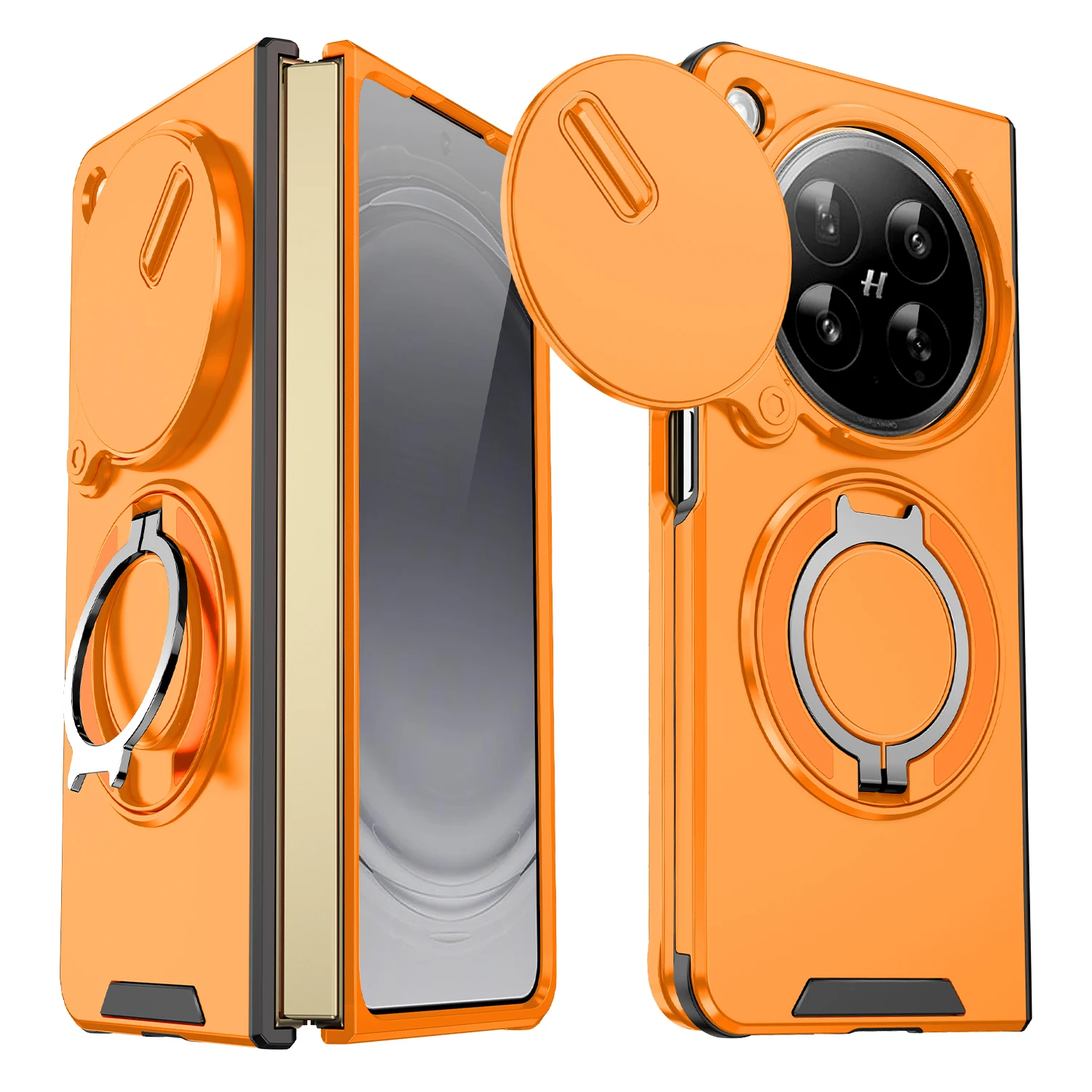 Magnetic Ring Armor Slide Camera Lens Case with Magsafe Wireless Charging Compatibility