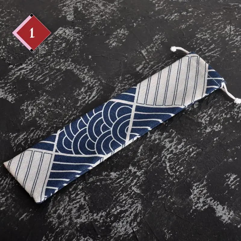 Kitchen Linen Tableware Bag Durable Portable Cutlery Storage Compact Trendy Travel Fish Striped Print Stylish Picnic Convenient
