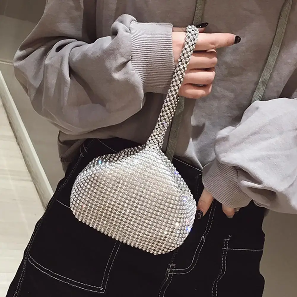 

Stylish Clutch Bag Compact Rhinestones Lightweight Women Handbag for Party Gathering Wedding Banquet