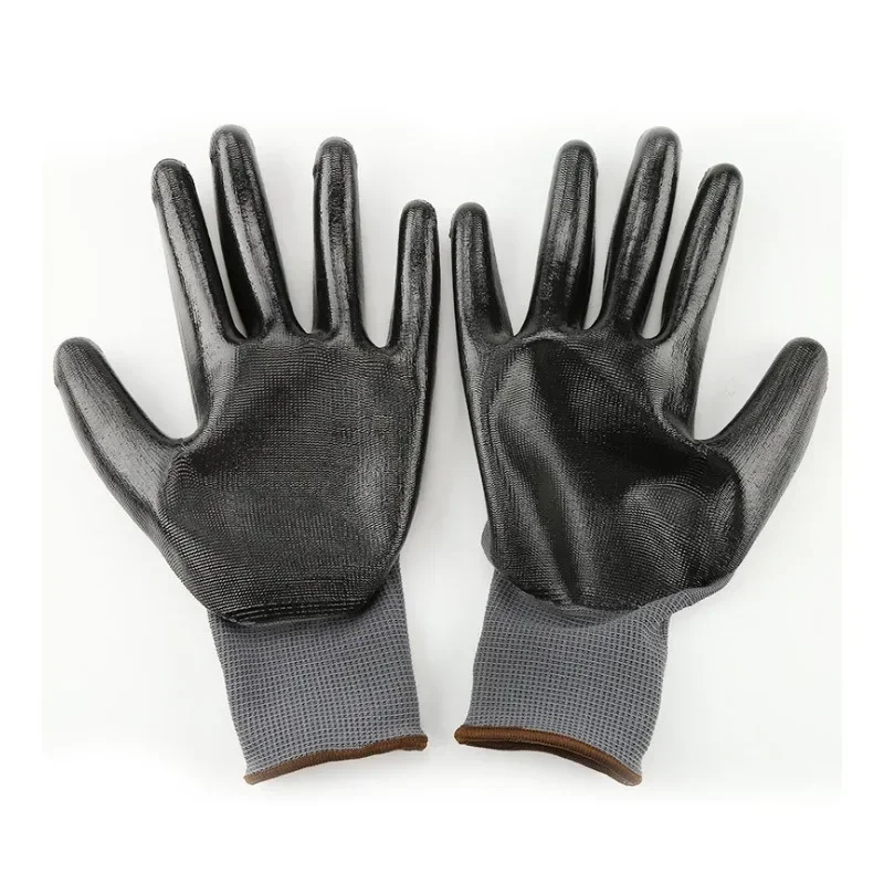 1Pairs Industrial Protective Work Safety Gloves Black Pu Nylon Cotton Glove with Brand All Sizes 3