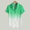 Summer Fashion Men's Short Sleeve Shirts Gradient Color Printed Tops Casual Business Shirts Everyday Street Tops Oversized S-5XL 2