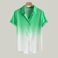Summer Fashion Men's Short Sleeve Shirts Gradient Color Printed Tops Casual Business Shirts Everyday Street Tops Oversized S-5XL 2