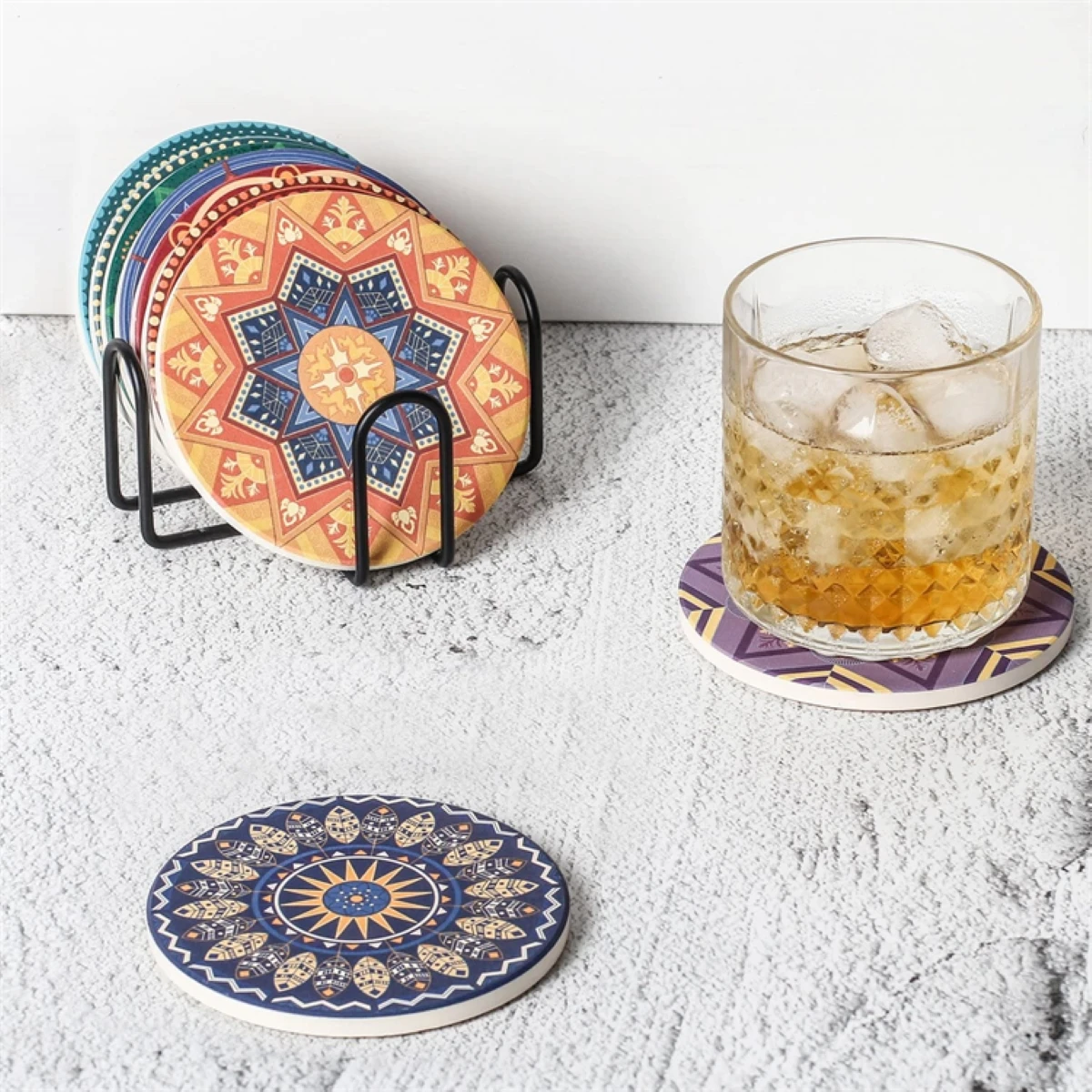 Modern simple style coaster storage rack round and square coasters and