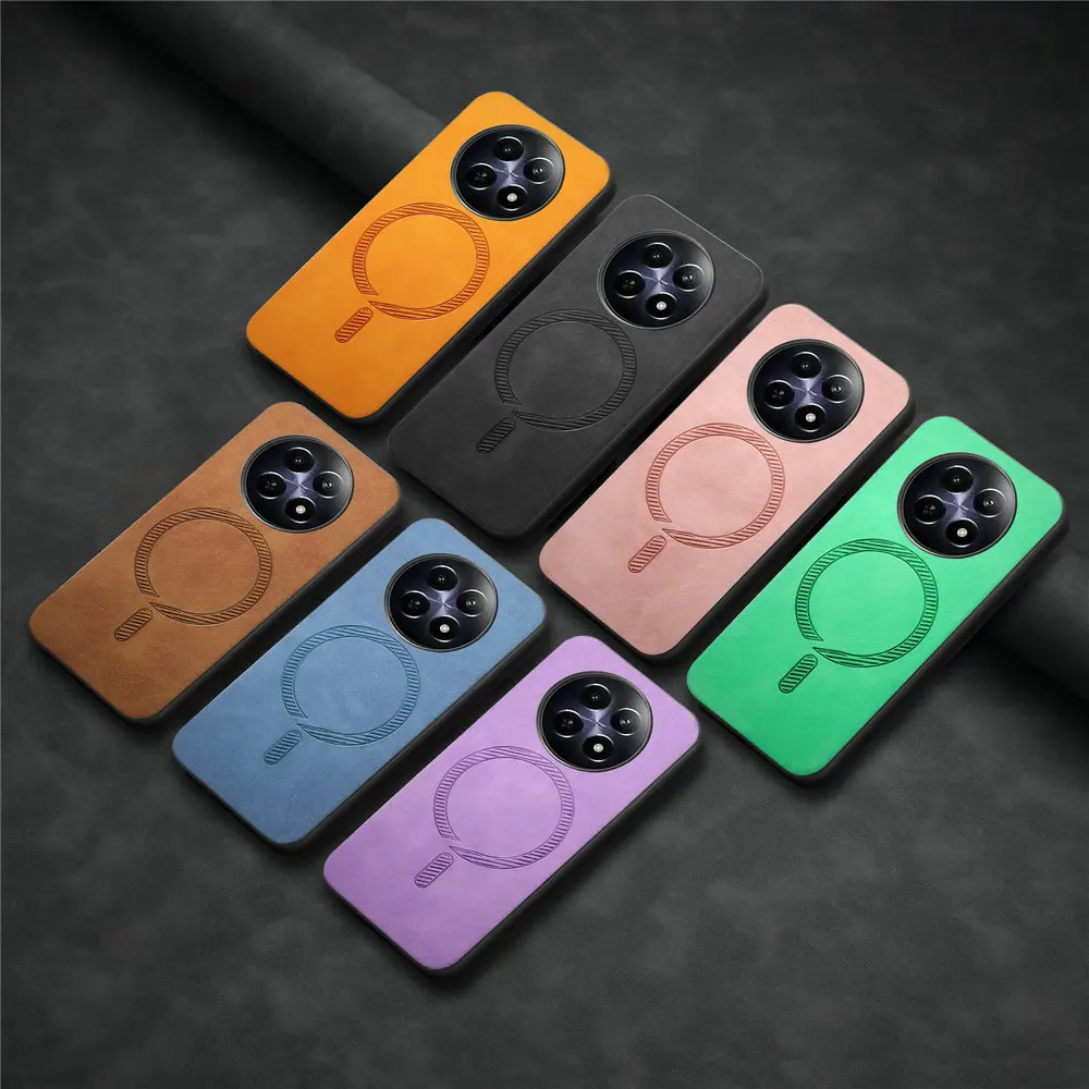Luxury Leather Magnetic Back Panel Case with Wireless Charging Capability