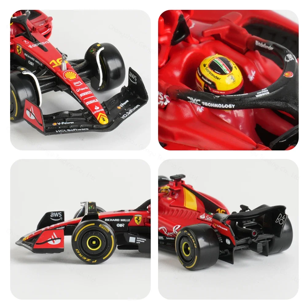 Bburago 1:43 2023 Ferrari Monza SF23 #16 F1 Formula Car Die Cast Vehicles Collectible Model Racing Toys Acrylic Box 6