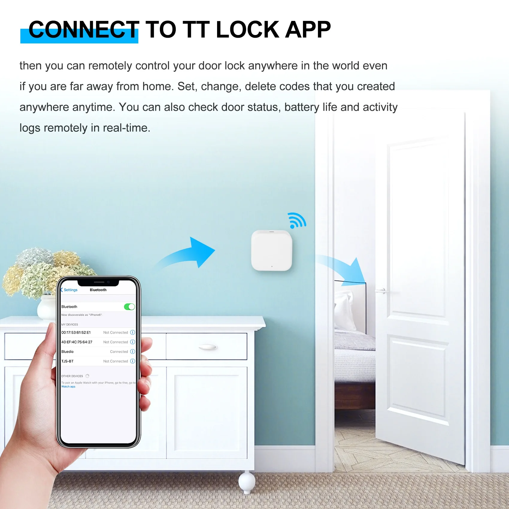 Bluetooth Wifi Gateway Fingerprint Password Smart Electronic Door Lock Home Bridge Ttlock App Control Gateway Hub