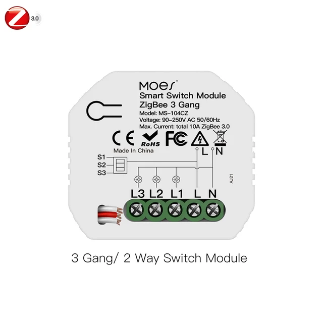 Moes Smart ZigBee WiFi Switch Module Dimmer Curtain Switch Smart Life App Remote Control Alexa Google Home Voice Control ZigBee 3 Gang Switch