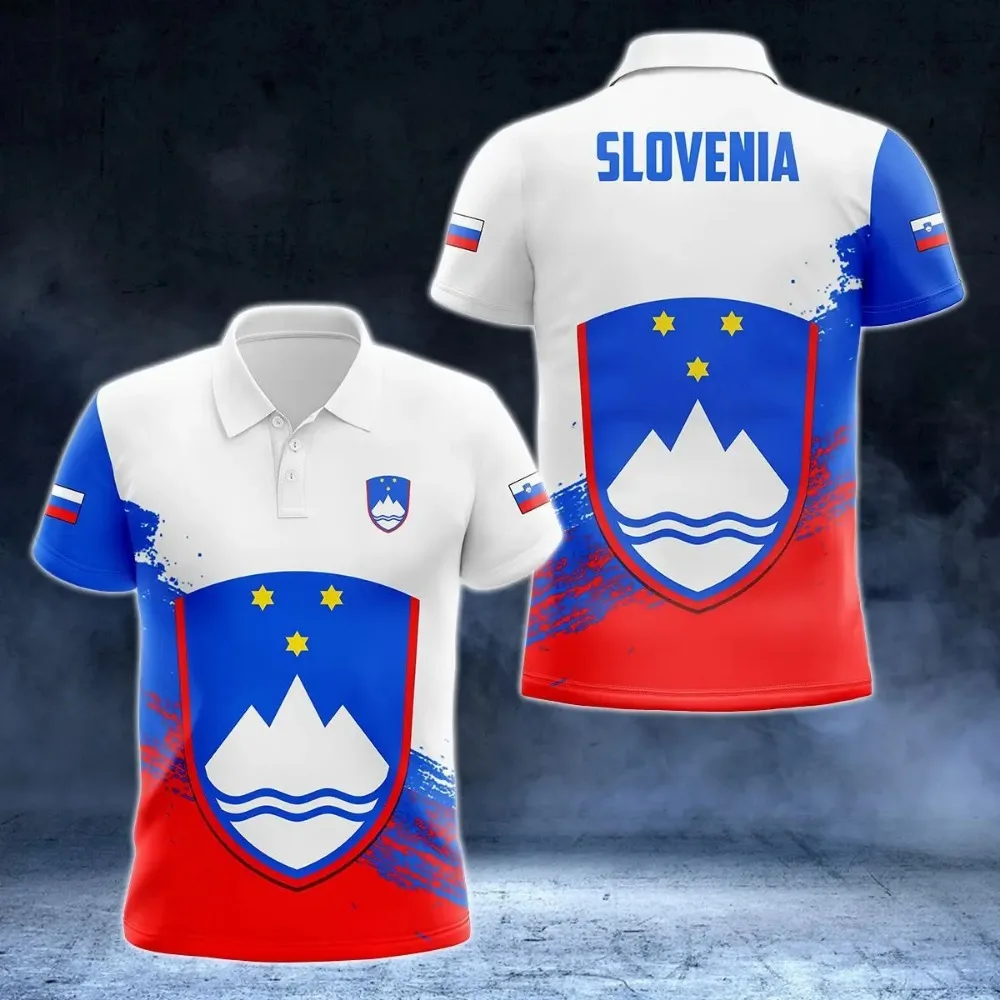 

Рубашка-поло с флагом Словении и гербом на заказ, летняя повседневная Уличная одежда, мужская модная свободная футболка, спортивная одежда