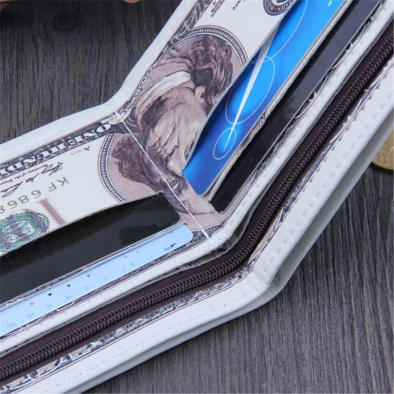 Men's Canvas Money Wallet with Currency Pattern and ID Card Holder