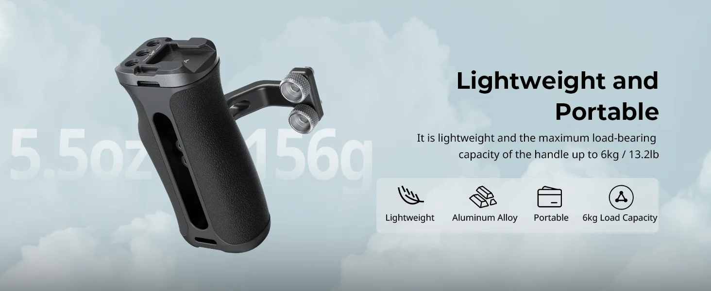 SmallRig Mini Side Handle with 1/4" -20 Screws, Comfort Silicone Grip For Dslr C