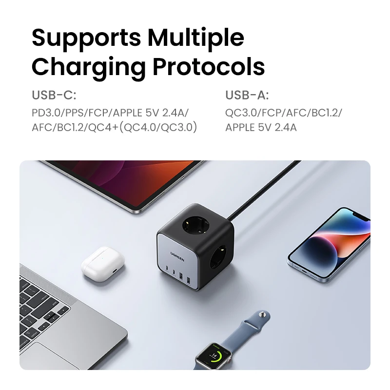 UGREEN 65W Desktop Charger Power Strip Charging Station Fast Charging For Laptop Macbook iPhone 14 13 Phone Charger