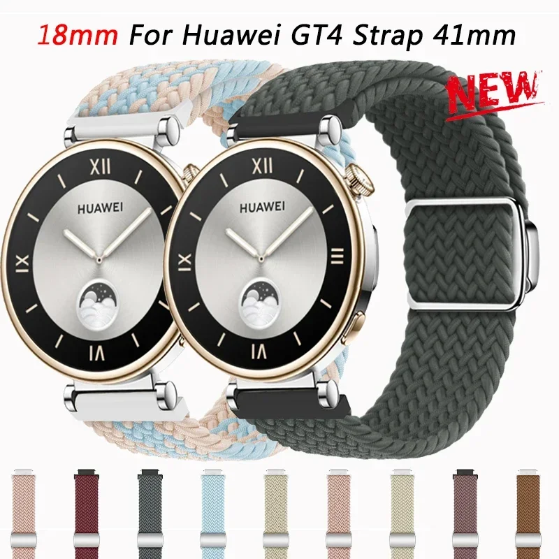 

18mm Braid Strap For Huawei Watch GT 4 41mm Wristband Bracelet Garmin Venu 3S venu 2S Forerunner 265S 255S Elastic Replace Band