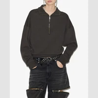 gray sweatshirts long Sleeve zipper autumn winter stand collar Sweatshirt women casual sweater female new