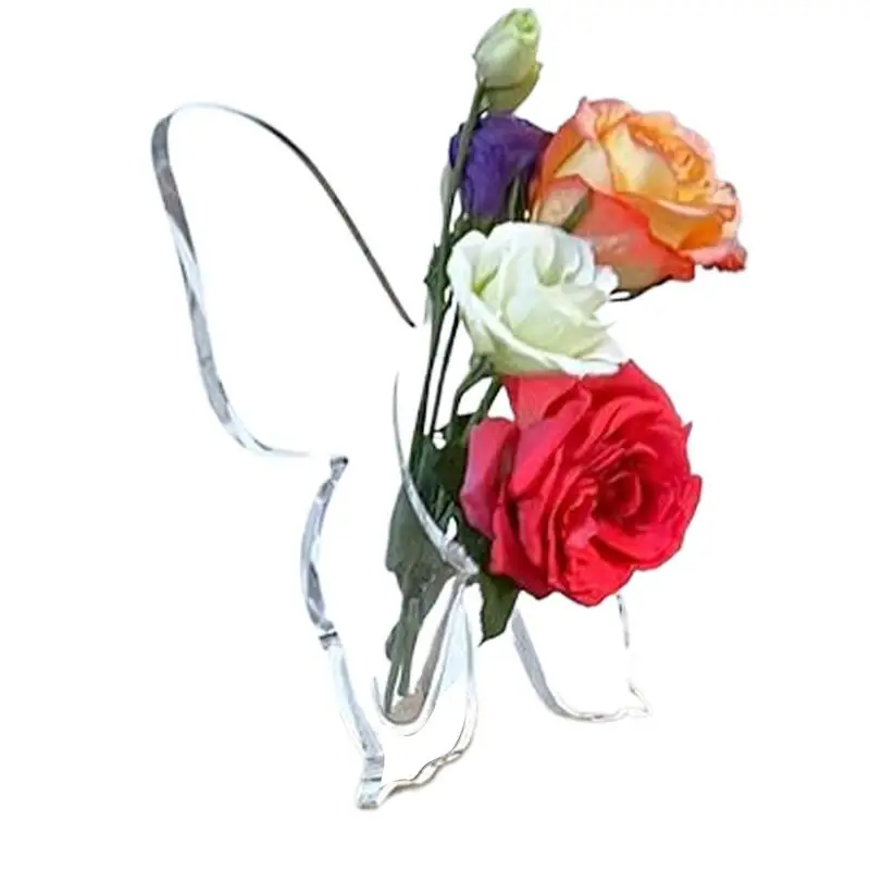 Acrylic Butterfly Vase Photo Frame Vase Transparent Stylish Decorative Butterfly-Shaped Single Flowers Vase for Office Home 2