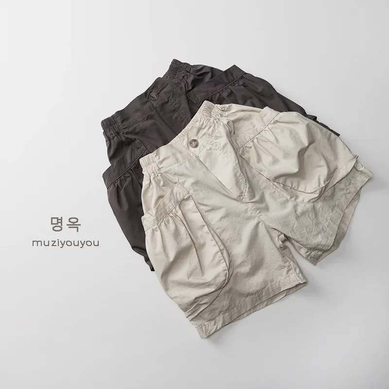 Children's Workwear Shorts 2025 New Style for Boys and Girls Thin Cotton Five Inch Shorts Versatile Trendy Clothing Wholesale