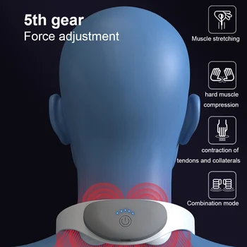 Cervical Massager 5 Gears Adjustment Intelligent Neck Massager Electric Back Neck Shoulder Massager for Relieve Fatigue 4