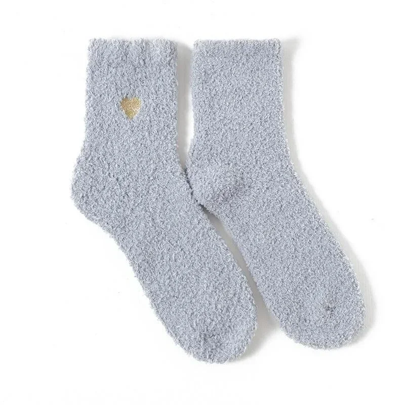 Dicke bedruckte Liebessocken für Damen – warme Wintersocken, niedliche, lässige Plüsch-Schlafsocken für Zuhause, flauschige Korallen-Fußwärmer – Detail 15
