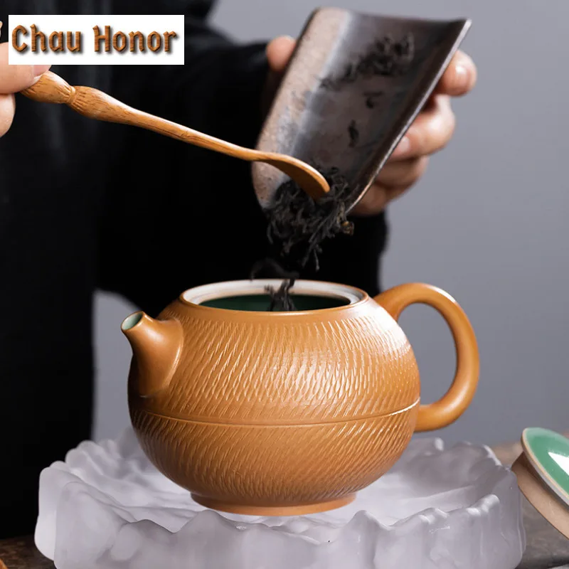 Handmade Jumping Knife Longquan Celadon Tea Set Complete Set Ancient Tea Ceremony Set Teapot and Tea Cup Set Tea Item Collection