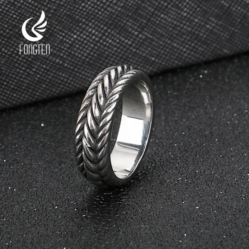 Fongten Retro Rings For Men Sfera In Acciaio Inossidabile Heren Rings Maschio Hip Hop Tirapugni Gioielli Color Argento
