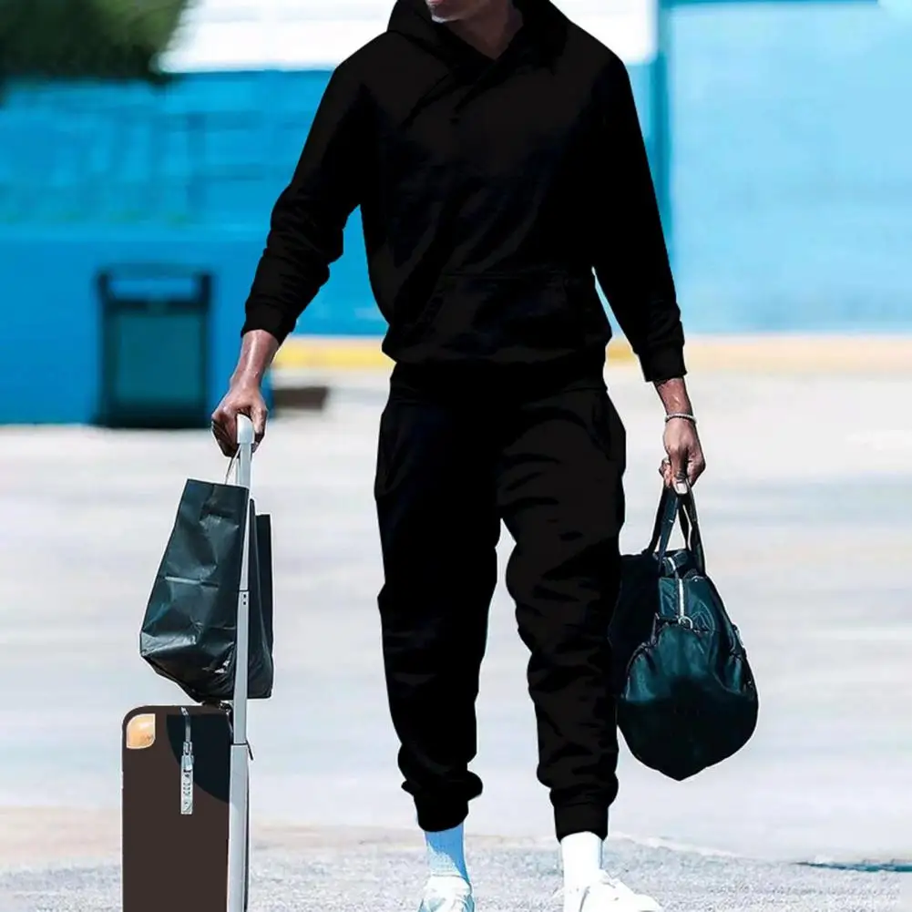 

Men Hoodie Pants Set Casual Two-piece Suit Men's Soft Casual Hoodie Pants Set with Adjustable Waist Elastic Cuff 2 Piece Set