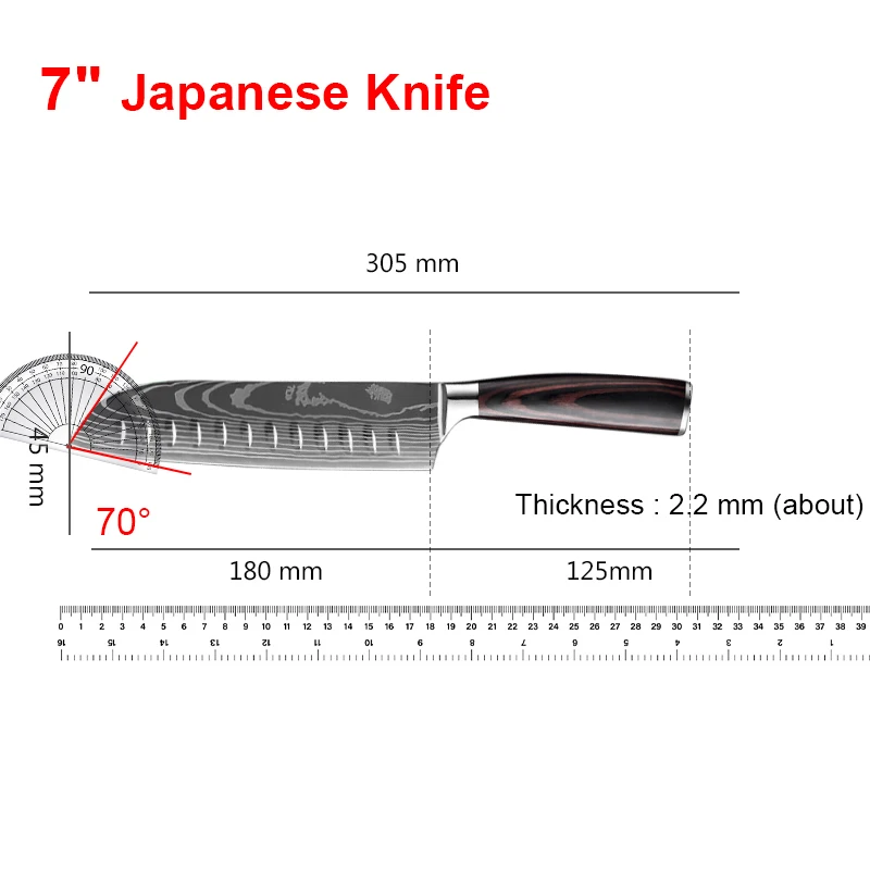 Kitchen Knife Japanese High Carbon Steel Damascus Steel Pattern Cleaver Slicer Fruit Santoku Chef knife Cooking Tool