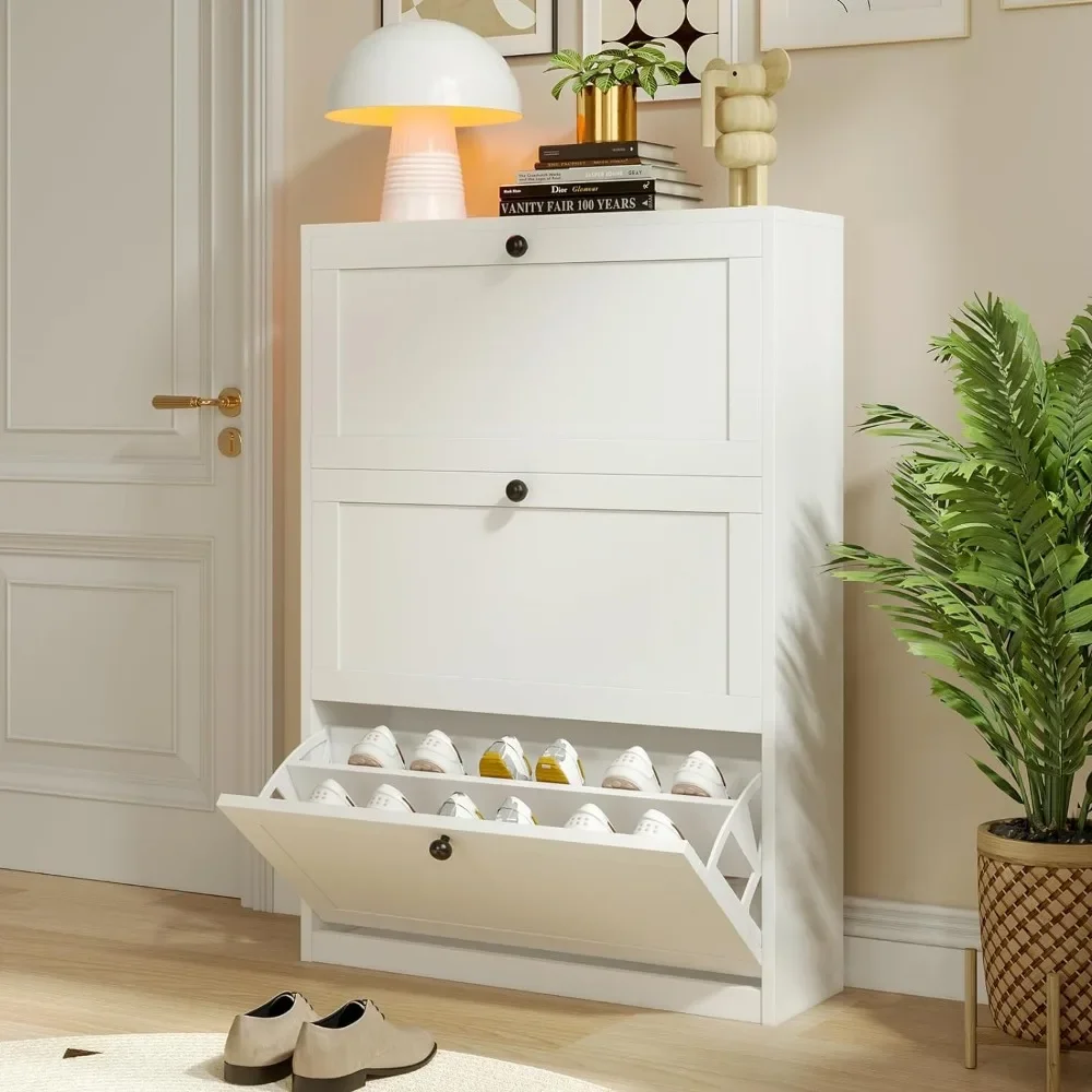 

Freestanding Shoe Storage Cabinet with Adjustable Shelf & Anti-Tipping Device, Shoe Rack for Entryway, Hallway, Living Room